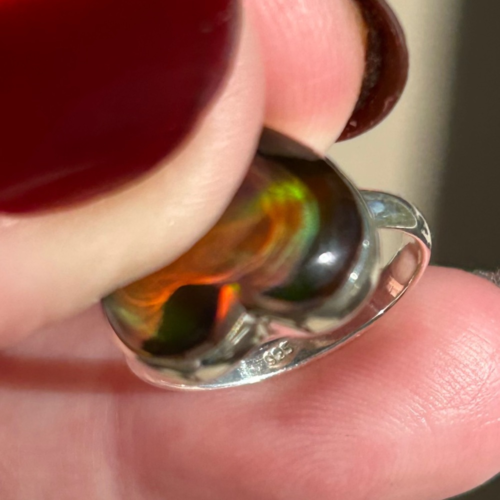 925 Sterling Silver Royal Opal Heart-Shaped Ring - Picture 12 of 15